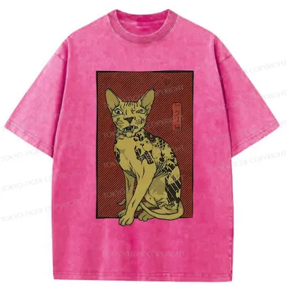 Tokyo-Tiger Japanese Hairless Cat Washed T-Shirt