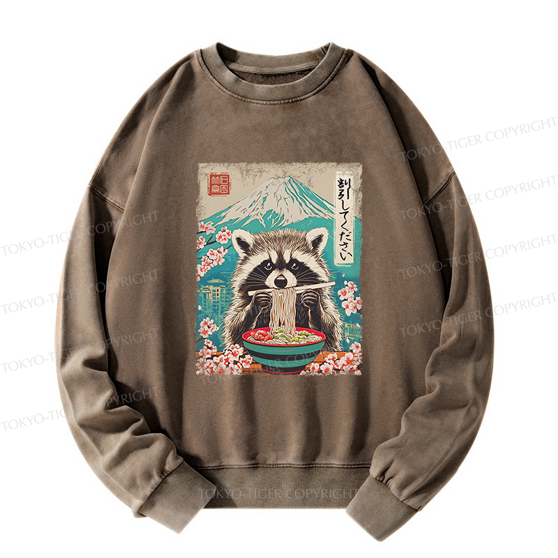 Tokyo-Tiger Please Give Raccoon A Discount Washed Sweatshirt