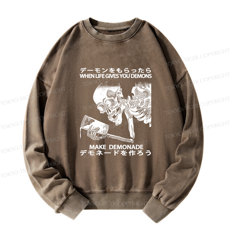 Tokyo-Tiger Make Demonade Funny Washed Sweatshirt