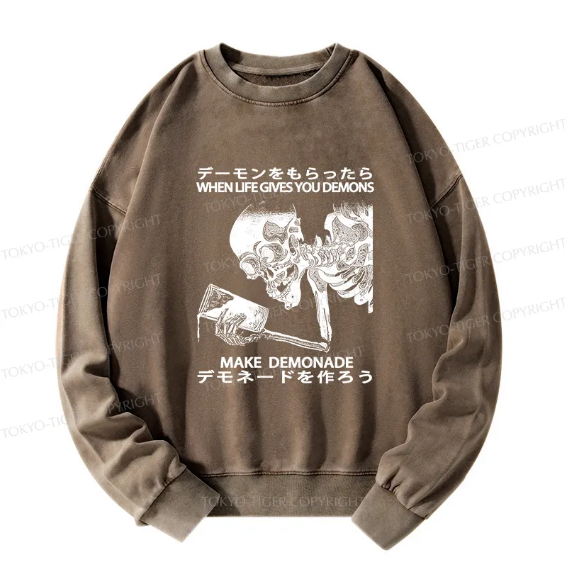 Tokyo-Tiger Make Demonade Funny Washed Sweatshirt
