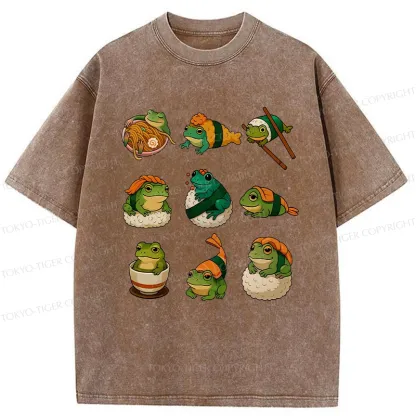 Tokyo-Tiger Japanese Food Frog Series Washed T-Shirt