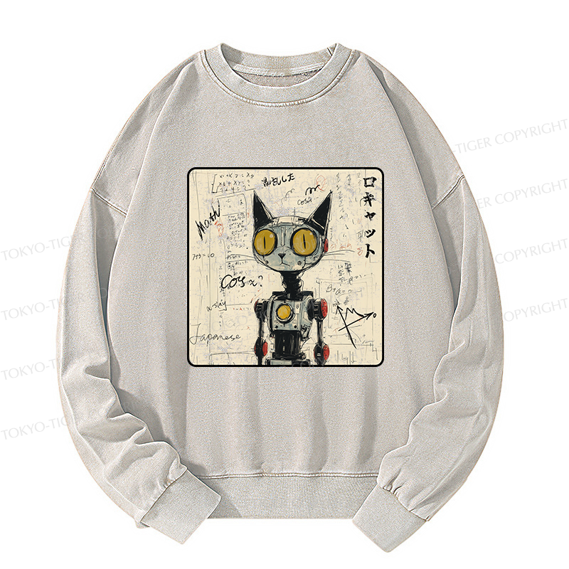 Tokyo-Tiger Robot Cat Washed Sweatshirt