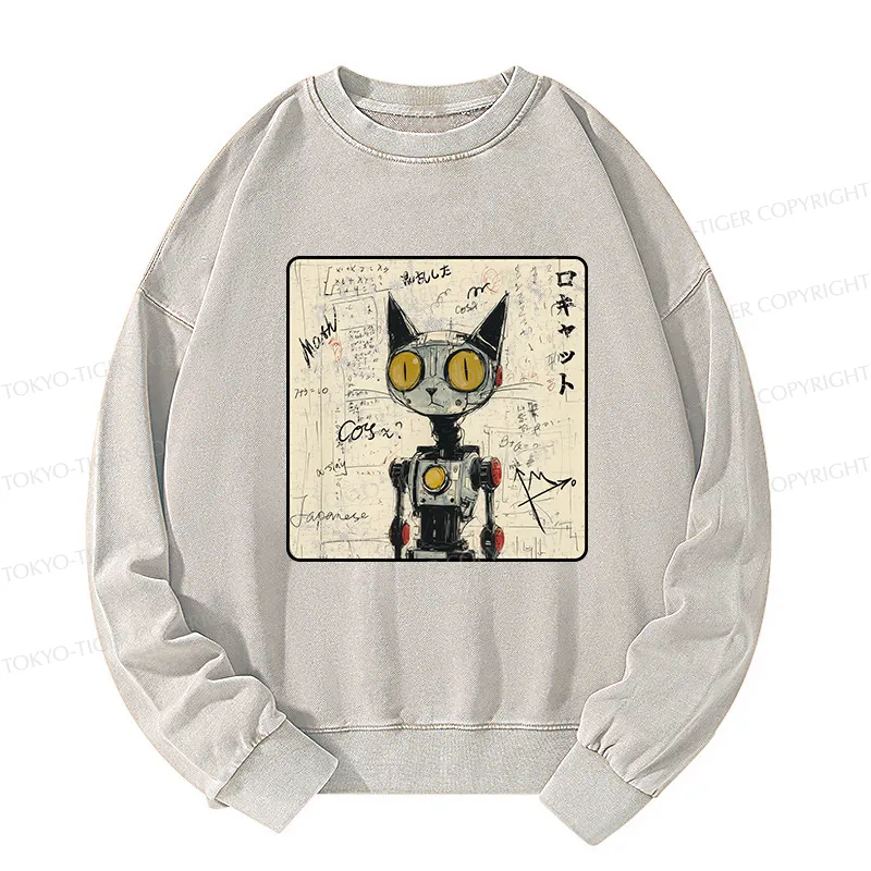 Tokyo-Tiger Robot Cat Washed Sweatshirt