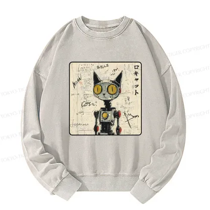 Tokyo-Tiger Robot Cat Washed Sweatshirt
