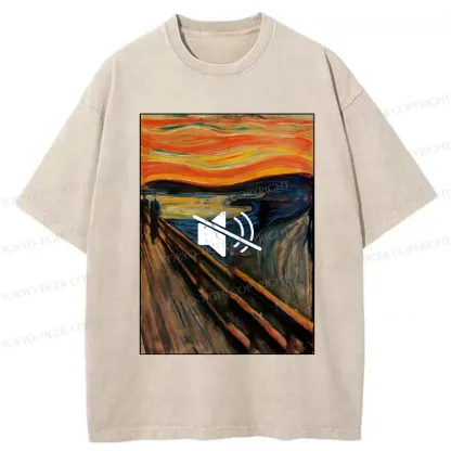 Tokyo-Tiger Funny Banning The Scream Washed T-Shirt