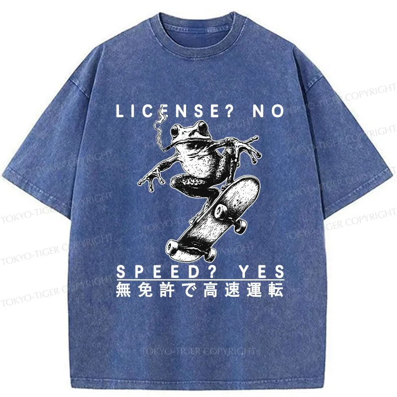 Tokyo-Tiger License? No Speed? Yes Washed T-Shirt