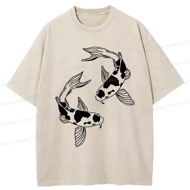 Tokyo-Tiger Two Beautiful Koi Washed T-Shirt
