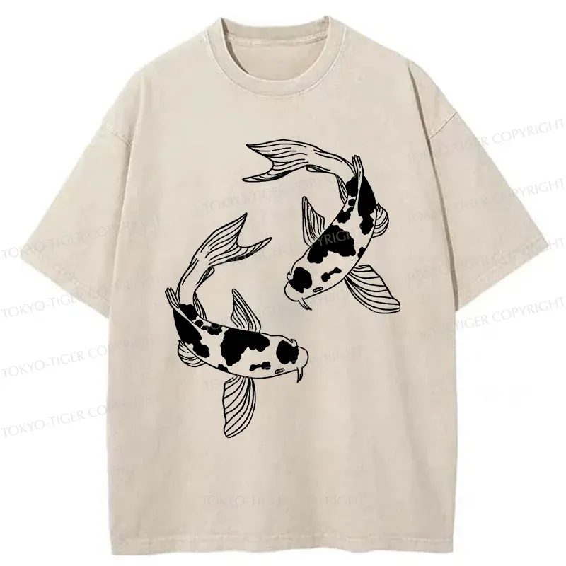 Tokyo-Tiger Two Beautiful Koi Washed T-Shirt