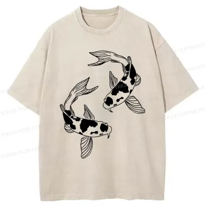 Tokyo-Tiger Two Beautiful Koi Washed T-Shirt