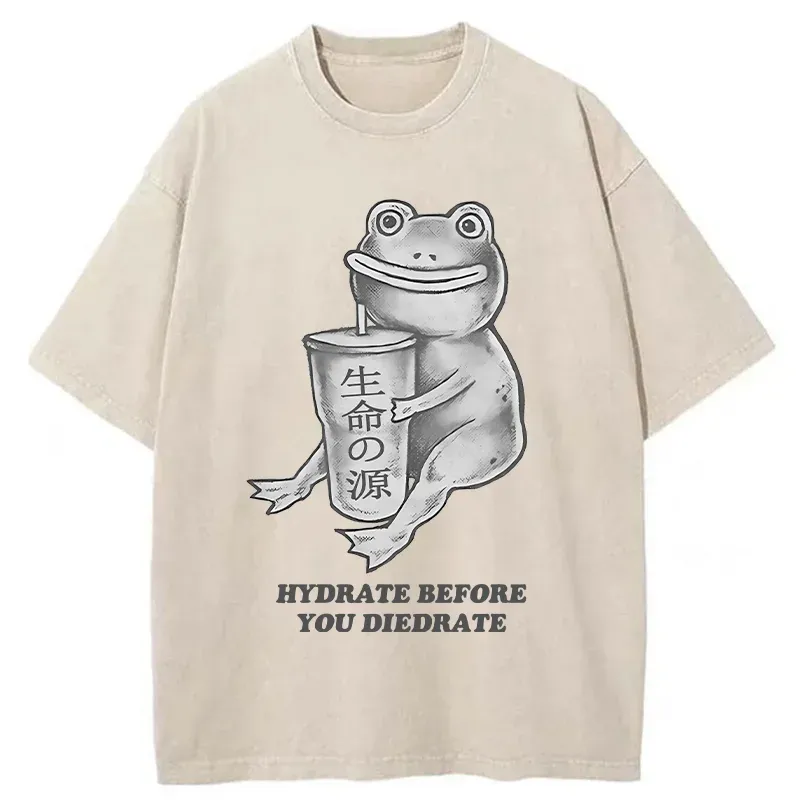 Tokyo-Tiger Hydrate Before You Diedrate Washed T-Shirt