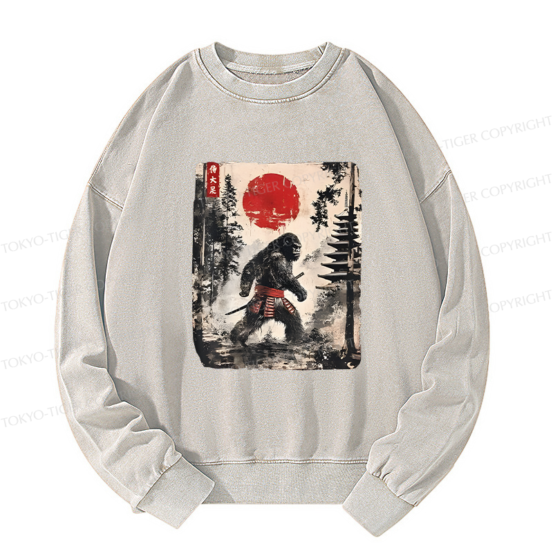 Tokyo-Tiger Japanese Samurai Bigfoot Washed Sweatshirt