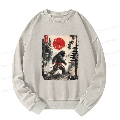 Tokyo-Tiger Japanese Samurai Bigfoot Washed Sweatshirt