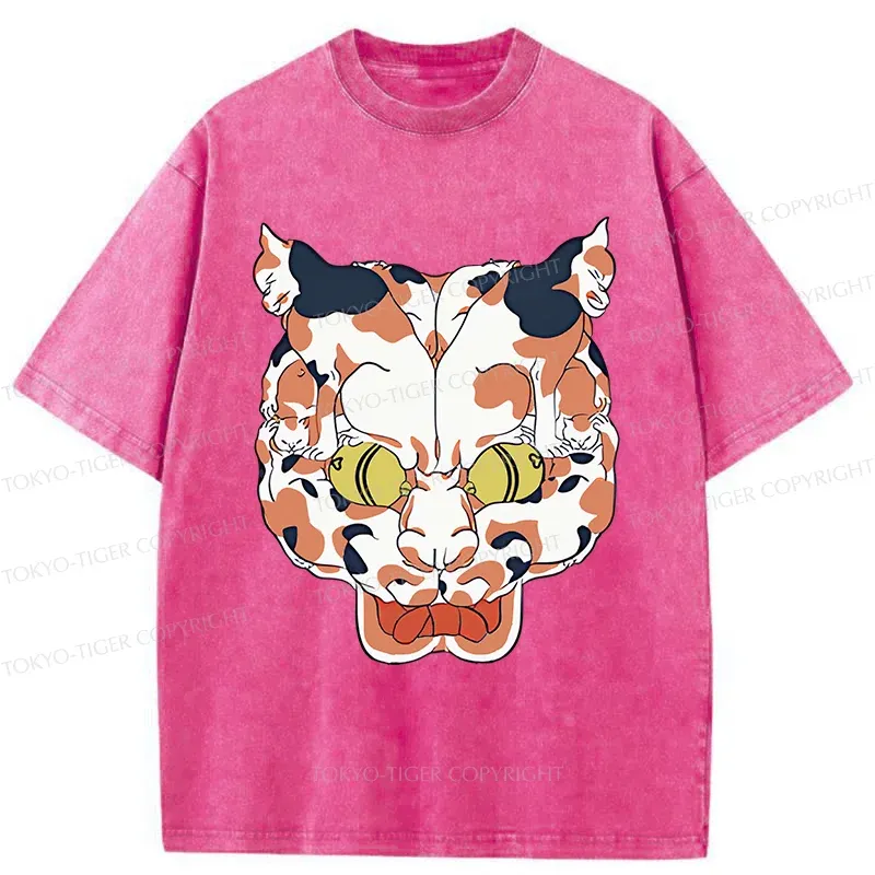 Tokyo-Tiger Complex Retro Cat Washed T-Shirt