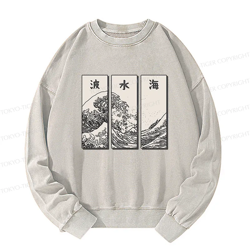 Tokyo-Tiger Japanese Art Wave Washed Sweatshirt