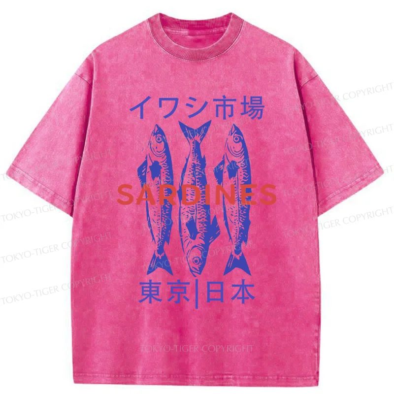 Tokyo-Tiger Japan Sardines Market Washed T-Shirt
