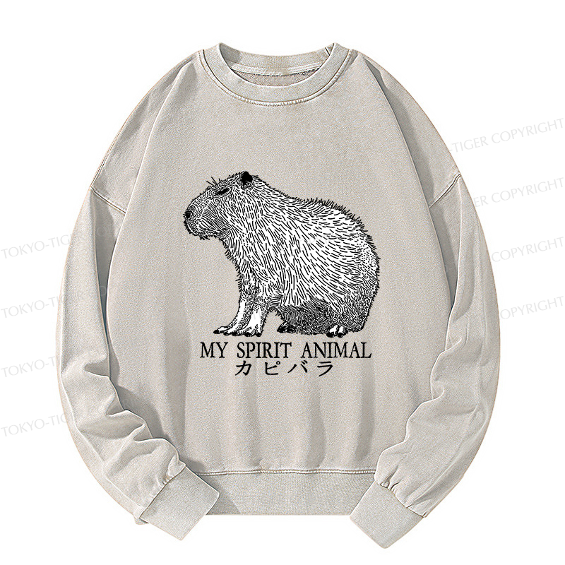 Tokyo-Tiger Capybara Spirit Washed Sweatshirt