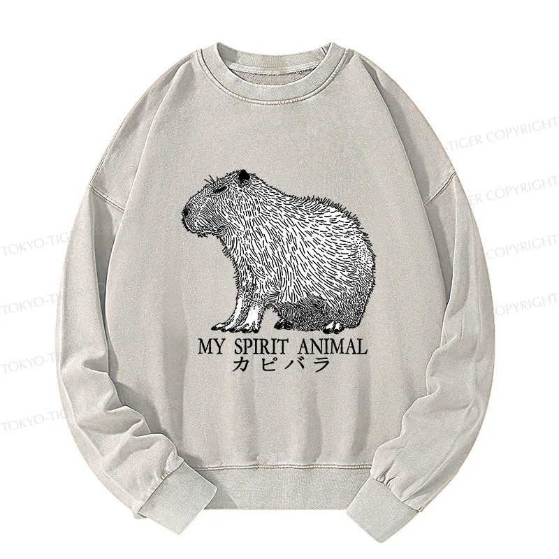 Tokyo-Tiger Capybara Spirit Washed Sweatshirt