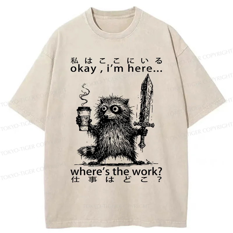 Tokyo-Tiger Raccoon Ready To Work Washed T-Shirt