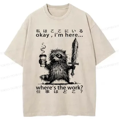 Tokyo-Tiger Raccoon Ready To Work Washed T-Shirt