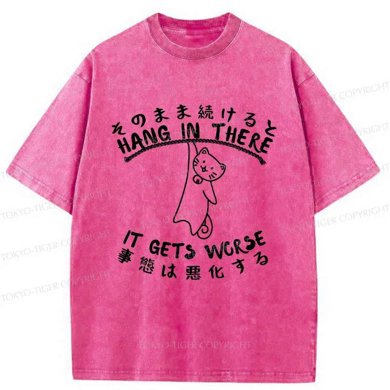 Tokyo-Tiger Cat In Danger Kanji Washed T-Shirt