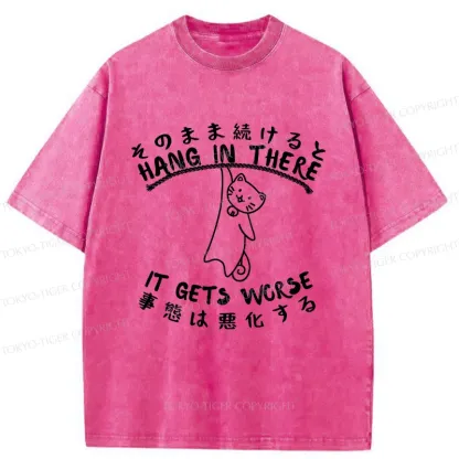 Tokyo-Tiger Cat In Danger Kanji Washed T-Shirt