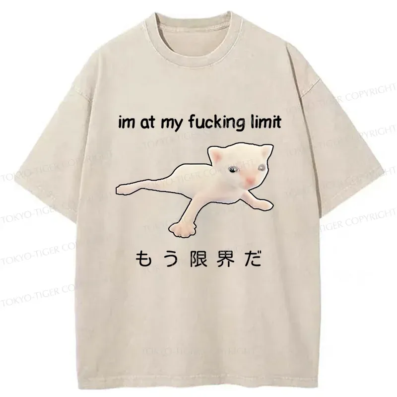 Tokyo-Tiger Cat Reaching Its Limit Washed T-Shirt