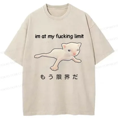 Tokyo-Tiger Cat Reaching Its Limit Washed T-Shirt