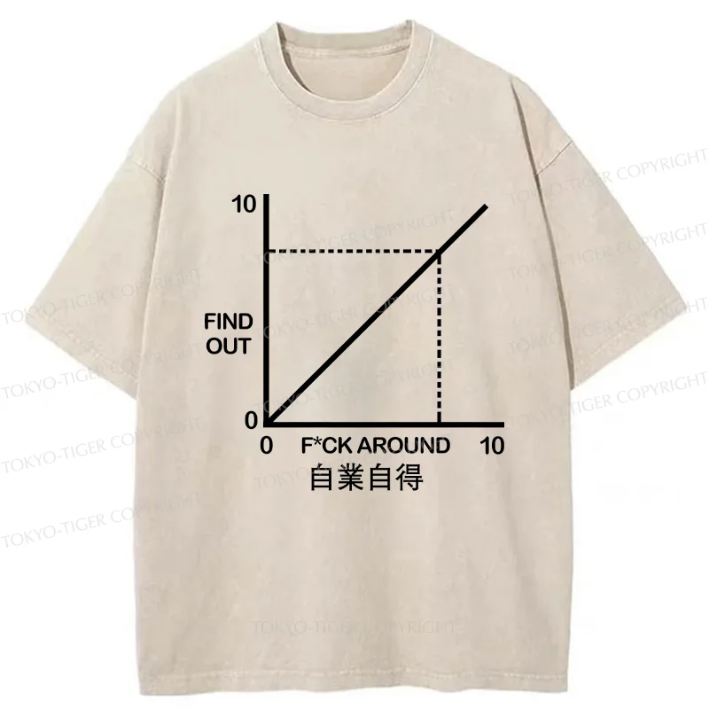 Tokyo-Tiger Funny Coordinate System Washed T-Shirt