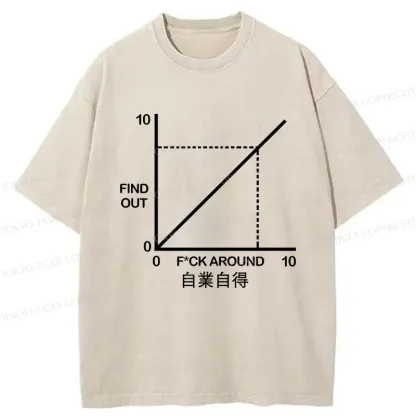 Tokyo-Tiger Funny Coordinate System Washed T-Shirt
