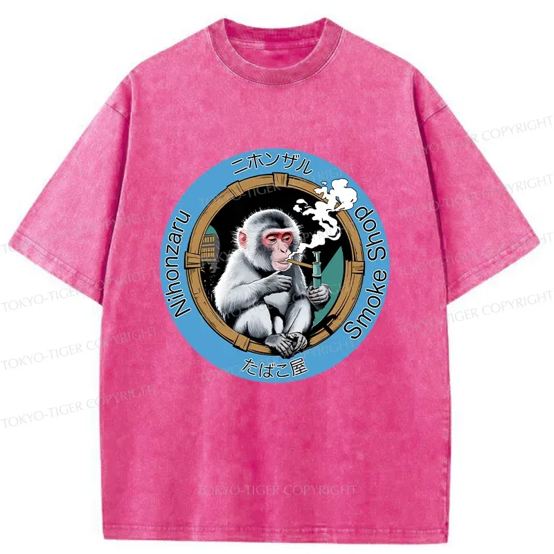 Tokyo-Tiger Funny Japanese Monkey Washed T-Shirt