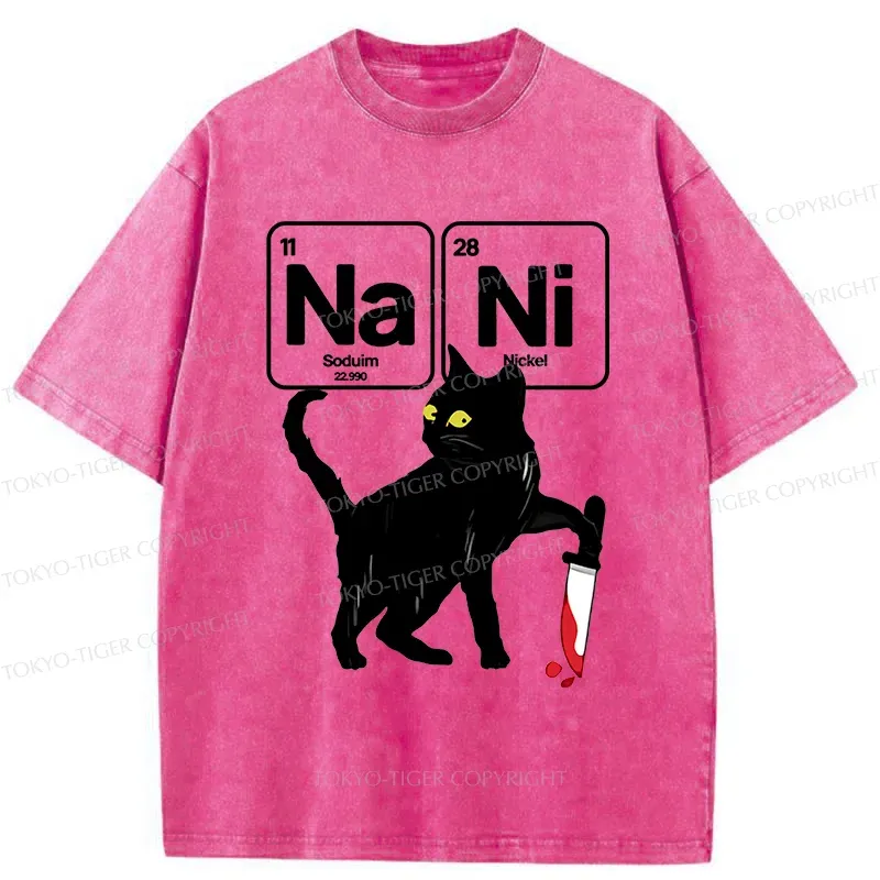 Tokyo-Tiger Cat With Question Washed T-Shirt