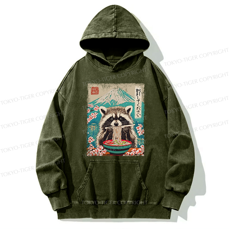 Tokyo-Tiger Please Give Raccoon A Discount Washed Hoodie