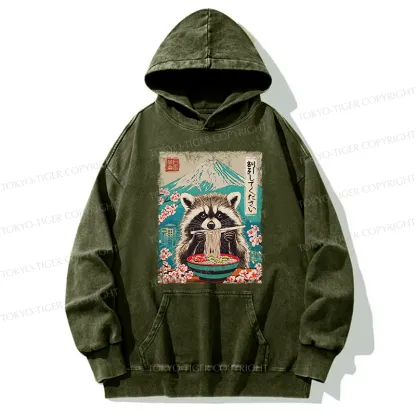 Tokyo-Tiger Please Give Raccoon A Discount Washed Hoodie