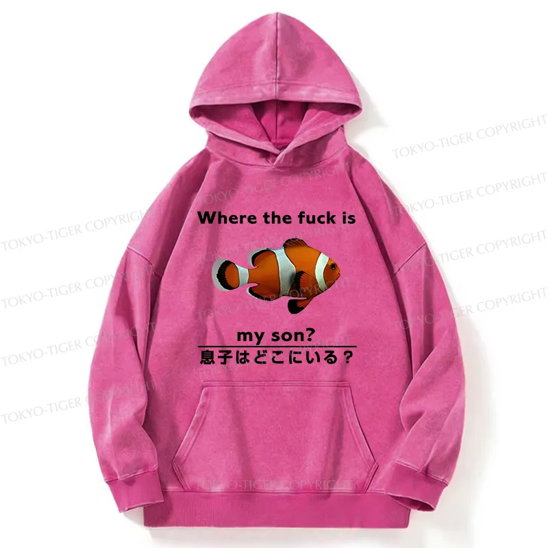 Tokyo-Tiger Fish Looking For Son Washed Hoodie