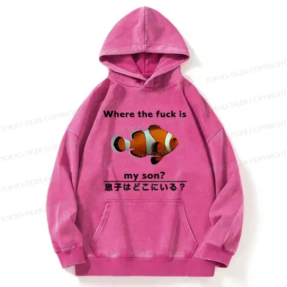 Tokyo-Tiger Fish Looking For Son Washed Hoodie