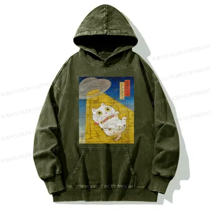 Tokyo-Tiger Funny Meow-FO Kidnapping Cat Washed Hoodie