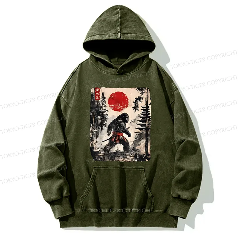 Tokyo-Tiger Japanese Samurai Bigfoot Washed Hoodie