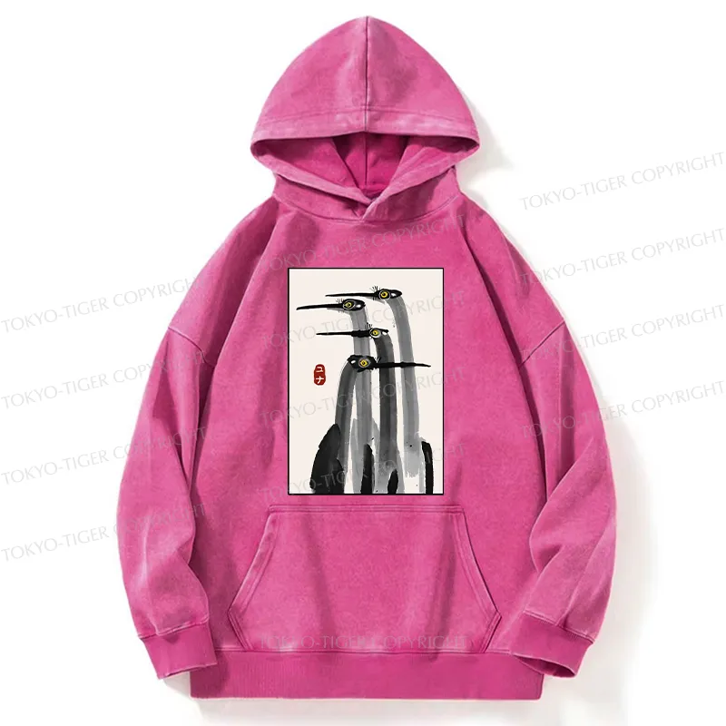 Tokyo-Tiger Japanese Crane Poster Washed Hoodie