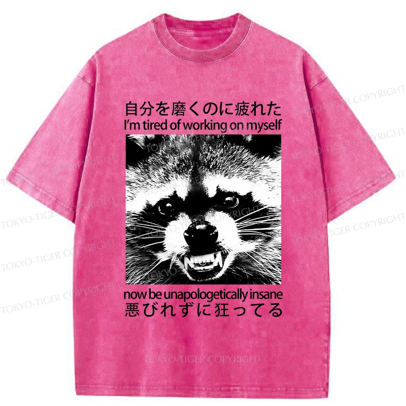 Tokyo-Tiger Unapologetically Insane Raccoon Washed T-Shirt