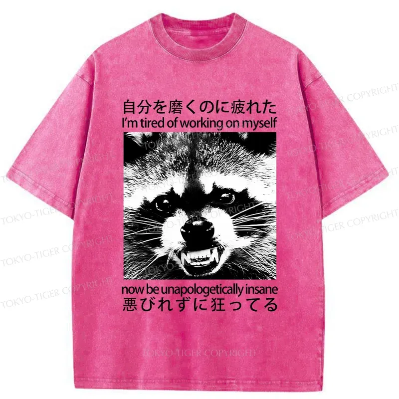 Tokyo-Tiger Unapologetically Insane Raccoon Washed T-Shirt