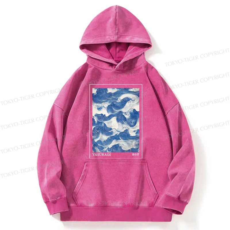 Tokyo-Tiger Japanese Retro Art Wave Washed Hoodie