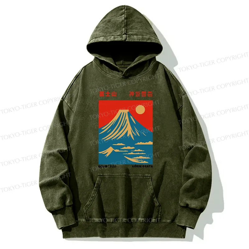 Tokyo-Tiger Mount Fuji Vintage Washed Hoodie