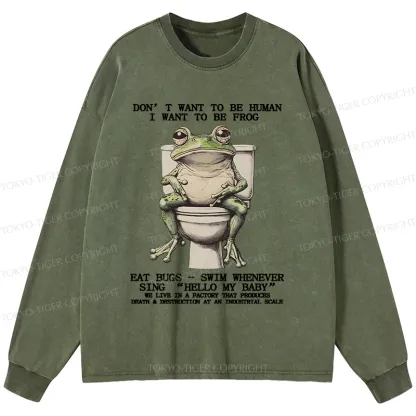 Tokyo-Tiger I Just Want To Be A Frog Washed Long Sleeve T-Shirt