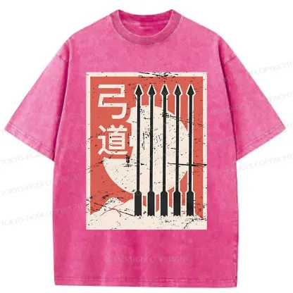 Tokyo-Tiger Retro Japanese Archery Washed T-Shirt