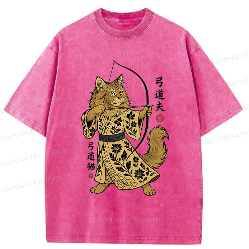 Tokyo-Tiger Archery Cat Washed T-Shirt