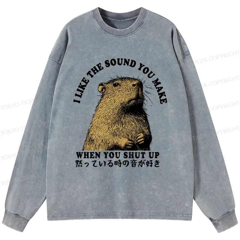 Tokyo-Tiger I Like The Sound Of Silence Washed Long Sleeve T-Shirt