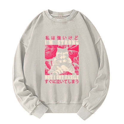 Tokyo-Tiger I Am Strong Raccoon Washed Sweatshirt