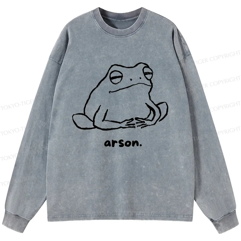Tokyo-Tiger Japan Arsonist Frog Washed Long Sleeve T-Shirt