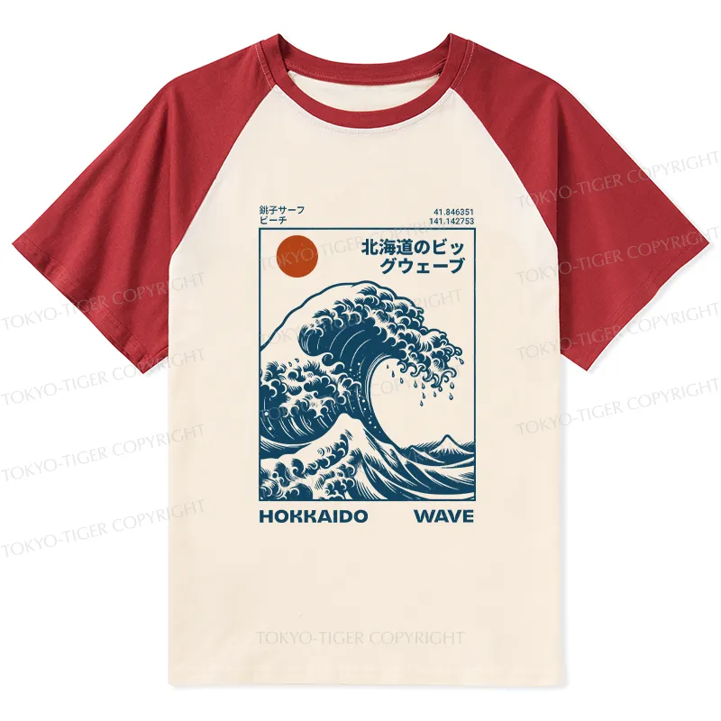 Tokyo-Tiger Hokkaido Wave Japan Raglan T-shirt
