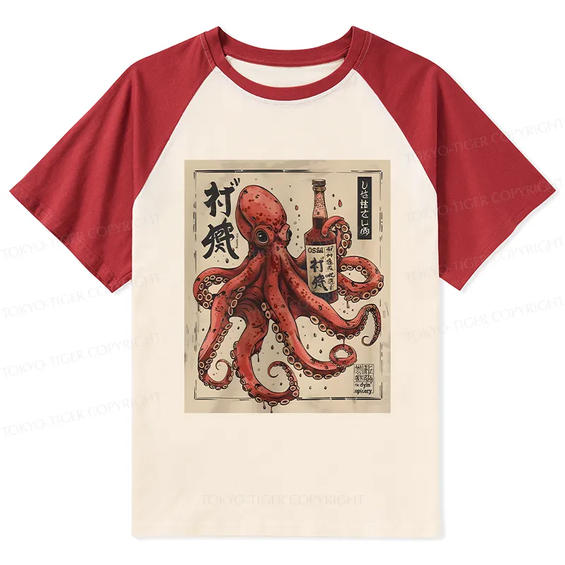 Tokyo-Tiger Osaka Saké Octopus Raglan T-shirt